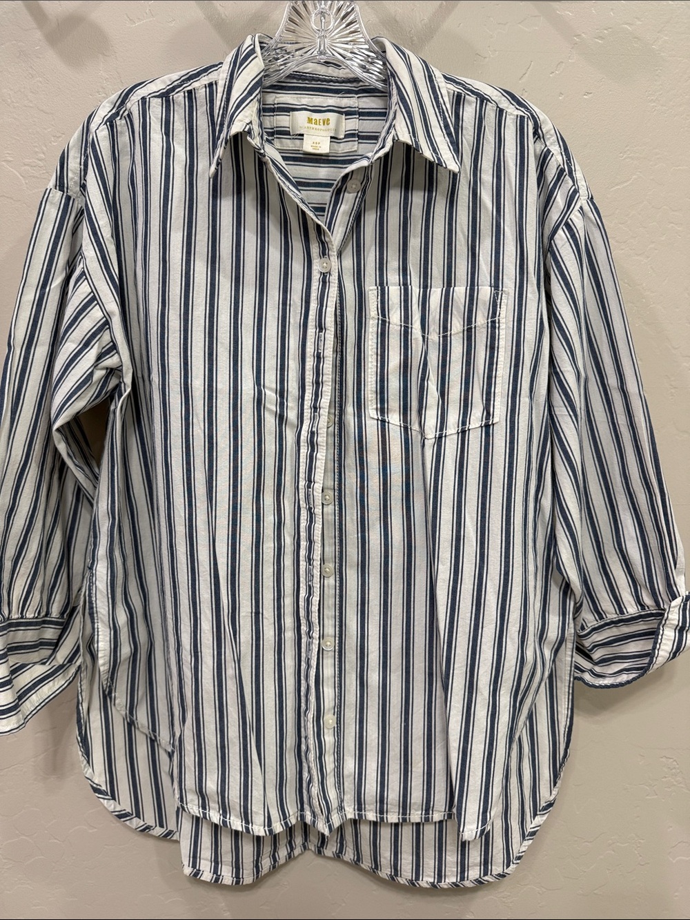 Maeve by Anthropologie Bennet Striped Button-Up Shirt - Blue/White